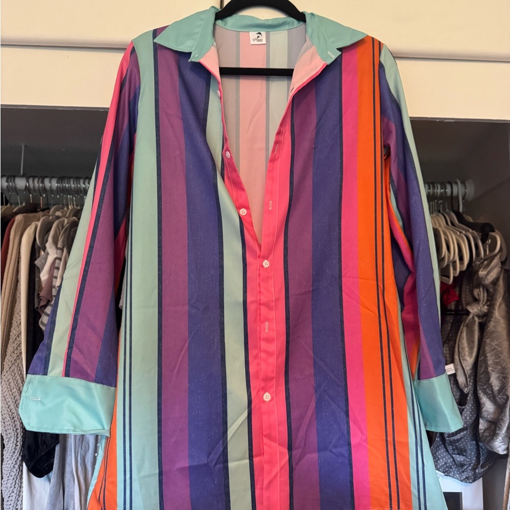 Colorful Striped Button Down Shirt